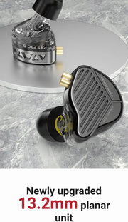 KZ Acoustics - KZ PR1 Pro - Planar Magnetic 13,2mm Driver Earphones - (Black) (No Mic)(In Stock)