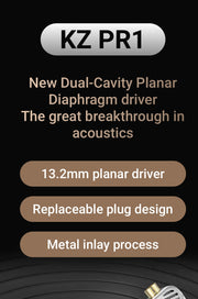 KZ Acoustics - KZ PR1  - Planar Magnetic 13,2mm Driver Earphones - Balanced Edition (Black) (No Mic) (In Stock) (Specials)