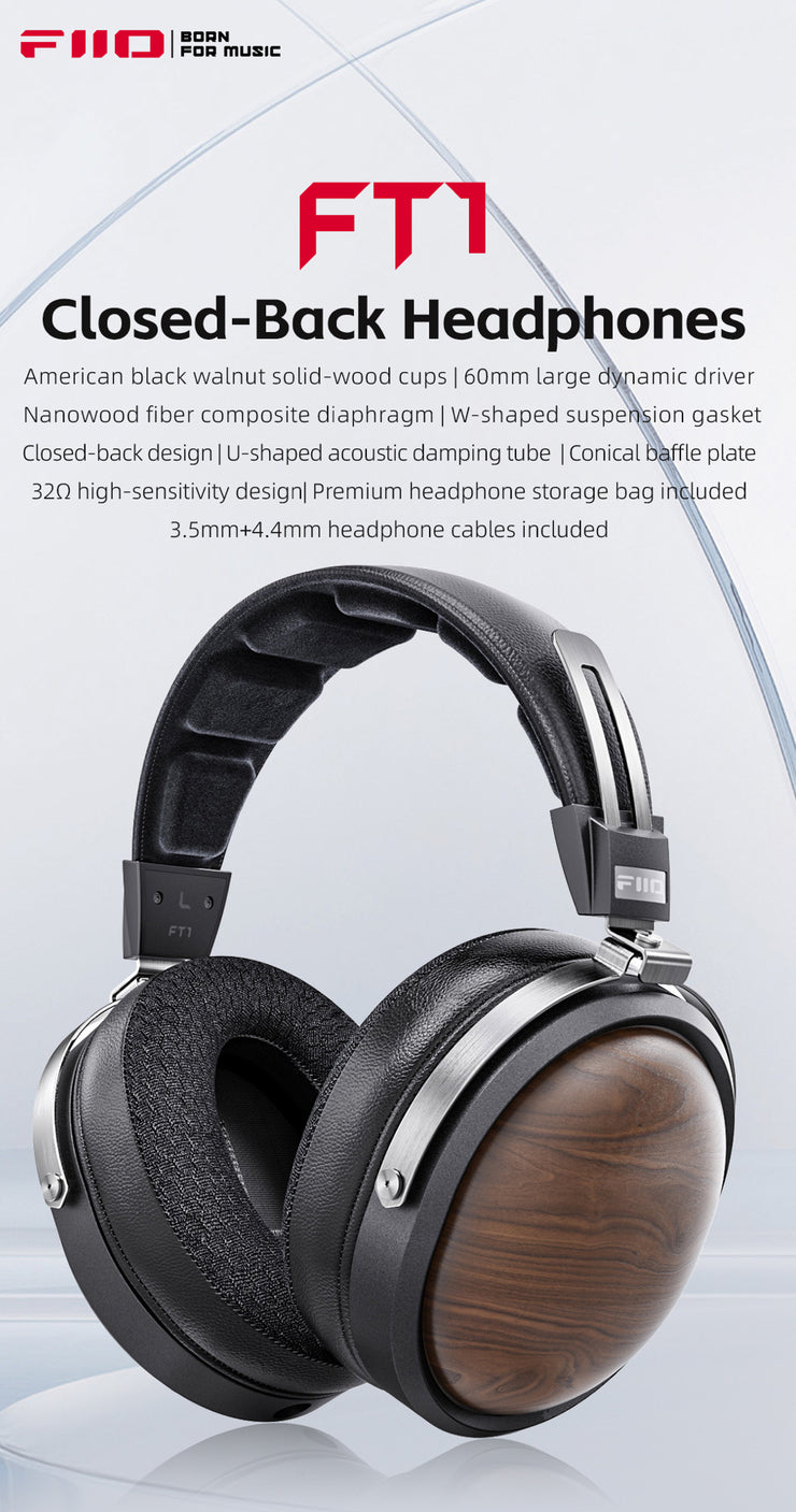 FiiO FT1 Closed-Back 60mm Large Dynamic Driver Headphones (In Stock) (Free Shipping)
