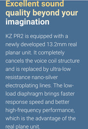 KZ Acoustics - KZ HBB PR2 - Planar Magnetic 13,2mm Driver Earphones - (Black) (In Stock)
