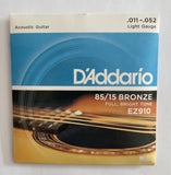 D'Addario - EZ910 - Light Gauge (0.011-0.052) - Acoustic Guitar Strings (In Stock