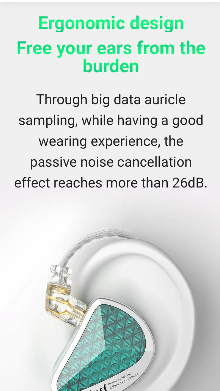 KZ Acoustics - KZ AS16 Pro -  8 x BA Driver (Per Channel) Balanced Armature Driver Earphones - (Black) (No Mic) (In Stock)