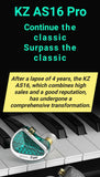 KZ Acoustics - KZ AS16 Pro -  8 x BA Driver (Per Channel) Balanced Armature Driver Earphones - (Black) (No Mic) (In Stock)