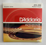 D'Addario - EZ930 - Medium Gauge (0.013-0.056) - Acoustic Guitar Strings (In Stock)