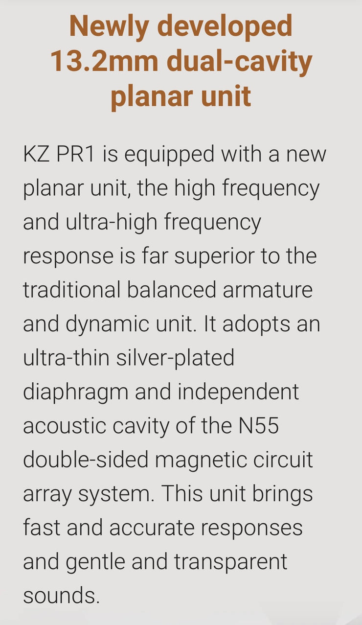 KZ Acoustics - KZ PR1  - Planar Magnetic 13,2mm Driver Earphones - Balanced Edition (Black) (No Mic) (In Stock) (Specials)