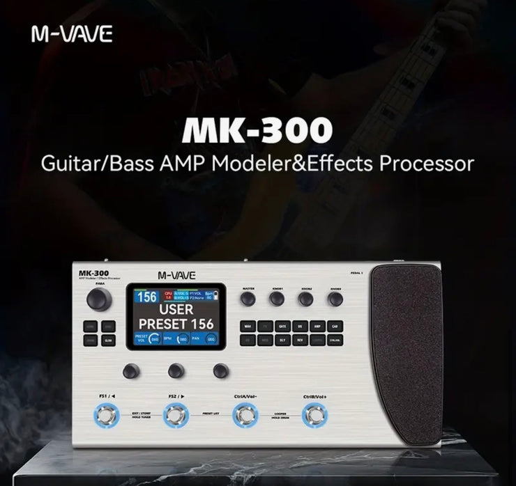 M-Wave MK-300 Electric Guitar Multi Effects Processor (Silver)  (In Stock)