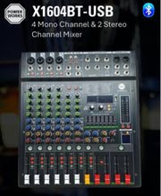 PowerWorks X1604BT-USB 4 Mono Channel & 2 Stereo Channel Mixer with Bluetooth (In Stock) (nbb)