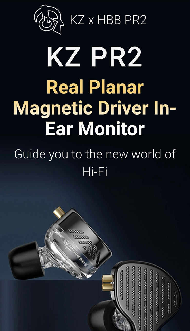 KZ Acoustics - KZ HBB PR2 - Planar Magnetic 13,2mm Driver Earphones - (Black) (In Stock)