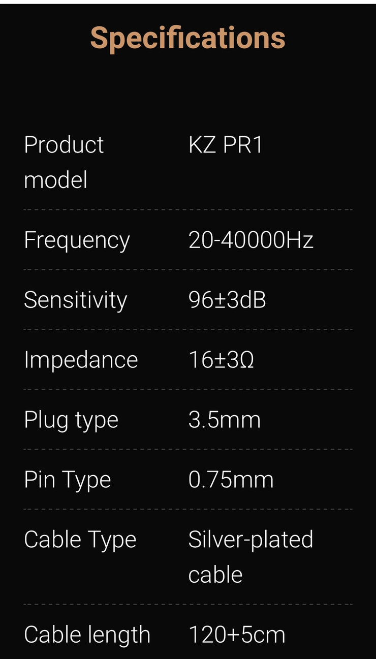 KZ Acoustics - KZ PR1  HiFi - Planar Magnetic 13,2mm Driver Earphones - (No Mic) (In Stock)