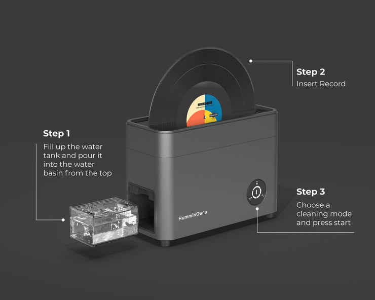 HumminGuru - All-In-One Ultrasonic Vinyl Record Cleaner with 33” Adapter (In Stock)