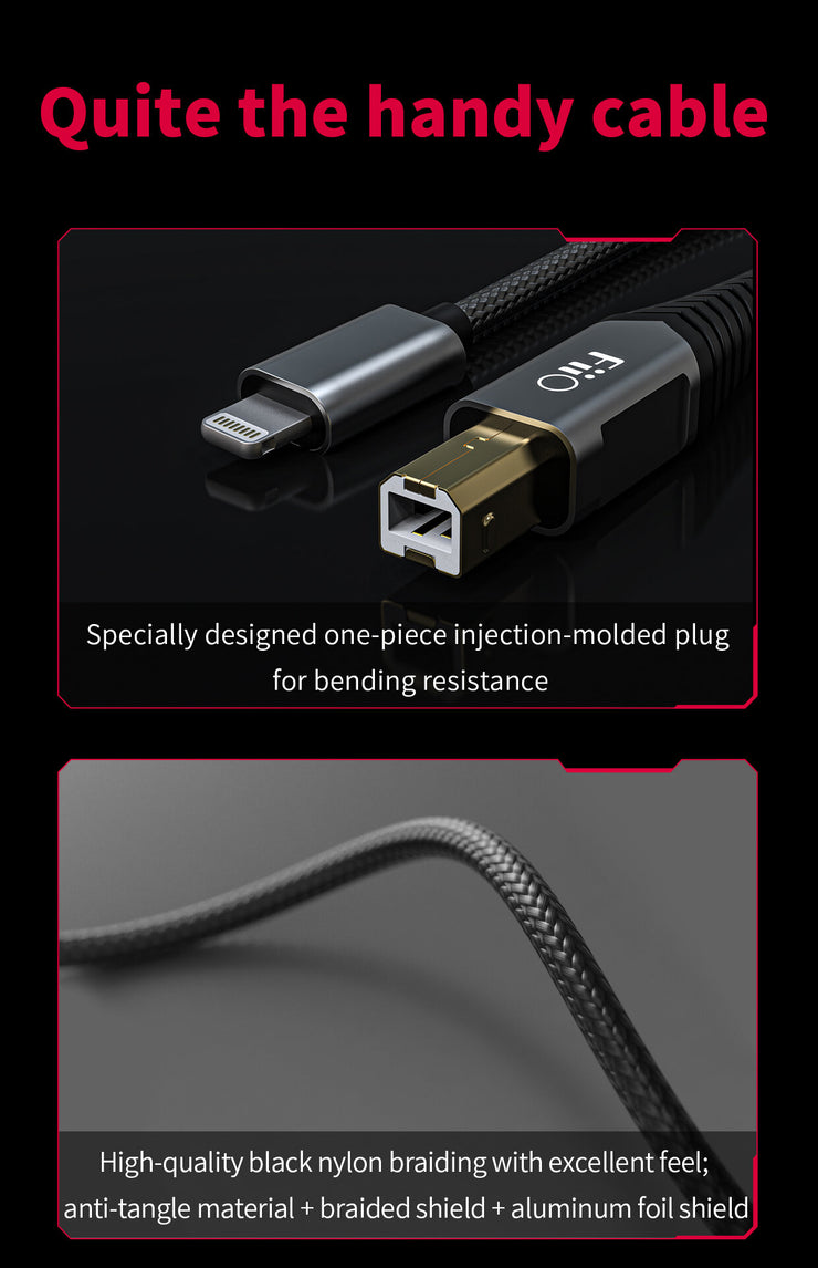 FiiO LD-LT1 - USB Digital Audio USB Type B to Lightning Cable (In Stock)