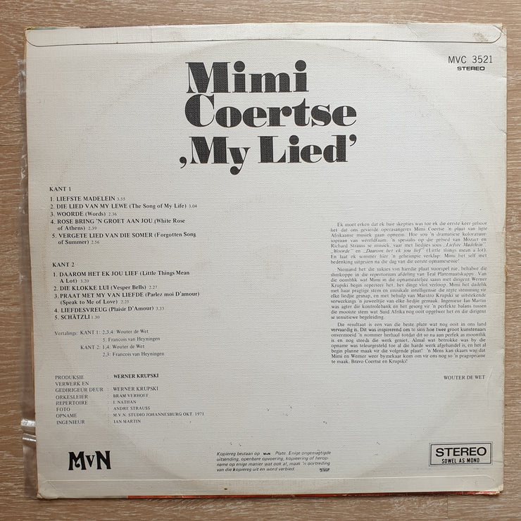 Mimi Coertse - My Lied -  Vinyl LP Record - Very-Good+ Quality (VG+) - C-Plan Audio