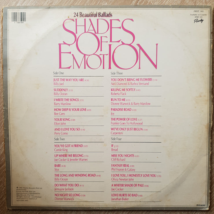 Various - Shades of Emotion - Original Artists - 24 Beautifiul Ballads - Double - Vinyl LP Record - Opened  - Very-Good- Quality (VG-) - C-Plan Audio
