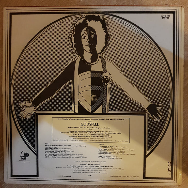 Godspell - London Cast Recording - Vinyl LP Record - Opened  - Good+ Quality (G+) - C-Plan Audio