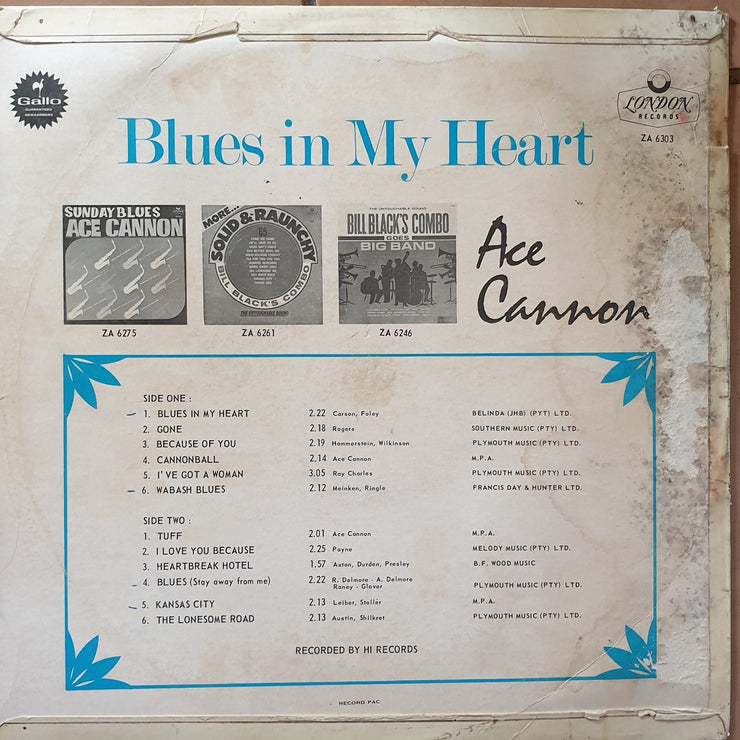 Ace Cannon ‎– Blues In My Heart -  Vinyl LP Record - Very-Good+ Quality (VG+) - C-Plan Audio