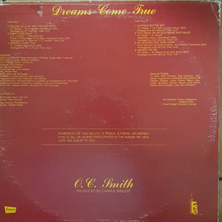 OC Smith ‎– Dreams Come True - Vinyl LP Record - Opened  - Very-Good Quality (VG) - C-Plan Audio