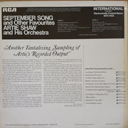 Artie Shaw And His Orchestra ‎– "September Song"  -  Vinyl LP Record - Very-Good+ Quality (VG+) - C-Plan Audio