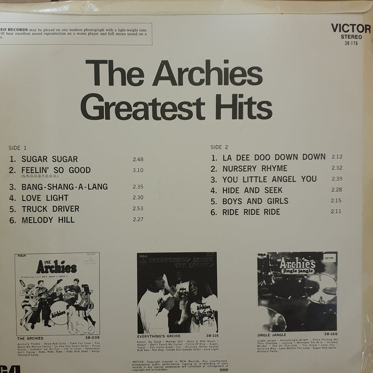The Archies ‎– Greatest Hits - Vinyl LP Record - Opened  - Good Quality (G) - C-Plan Audio