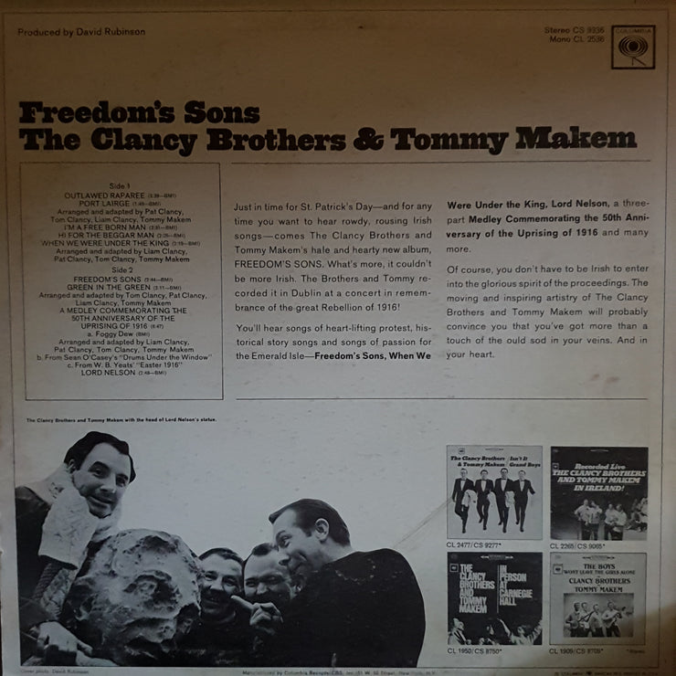 The Clancy Brothers & Tommy Makem ‎– Freedom's Sons  - Vinyl LP Record - Opened  - Very-Good Quality (VG) - C-Plan Audio