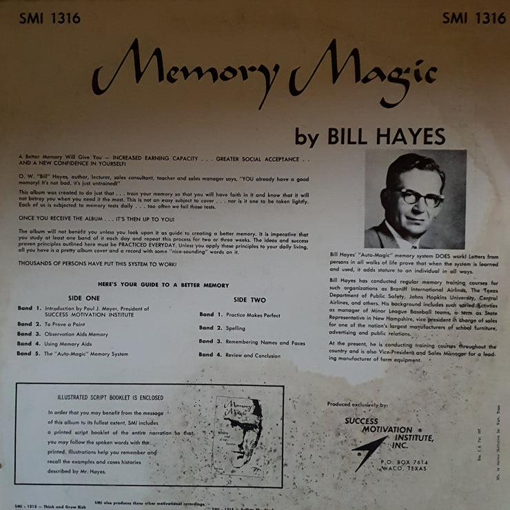 Bill Hayes - Memory Magic - Vinyl LP Record - Opened  - Very-Good Quality (VG) - C-Plan Audio