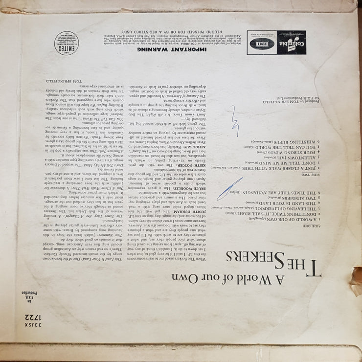 Seekers - A World Of Our Own - Vinyl LP Record - Opened  - Very-Good Quality (VG) - C-Plan Audio