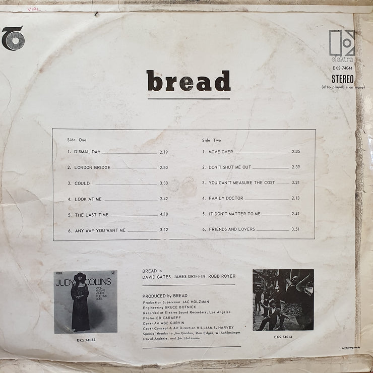 Bread - Vinyl Record - Opened  - Very-Good- Quality (VG-) - C-Plan Audio