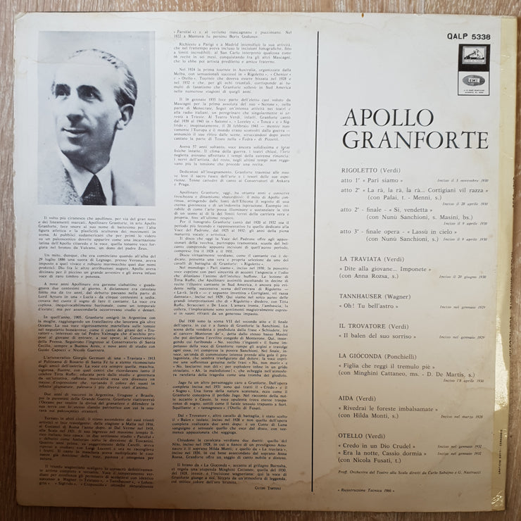 Apollo Granforte ‎– Voci Illustri ‎- Vinyl LP Record - Very-Good+ Quality (VG+) - C-Plan Audio
