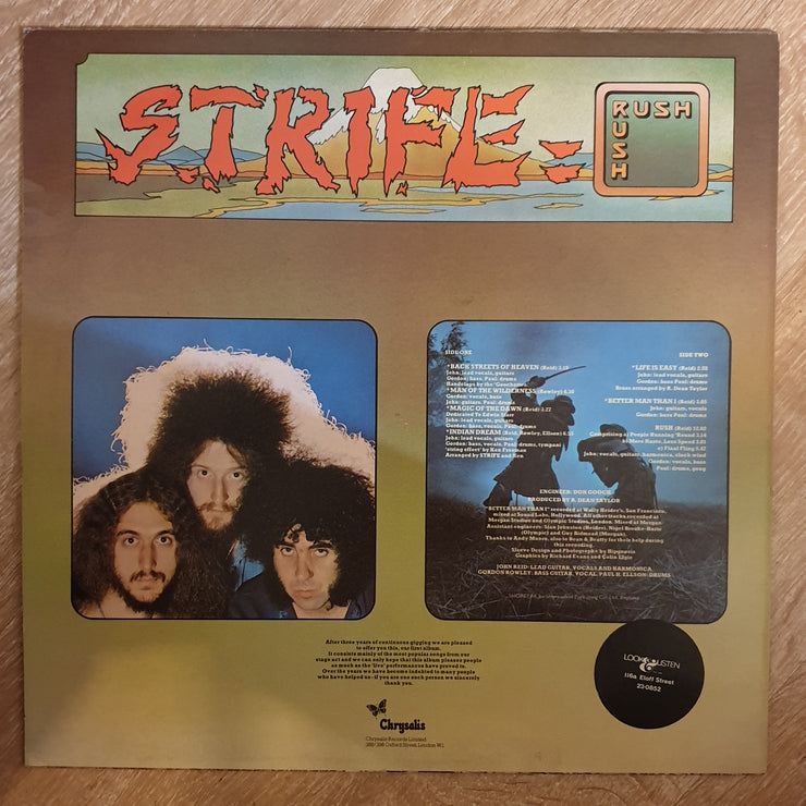 Strife ‎– Rush -  Vinyl LP Record - Very-Good+ Quality (VG+) - C-Plan Audio