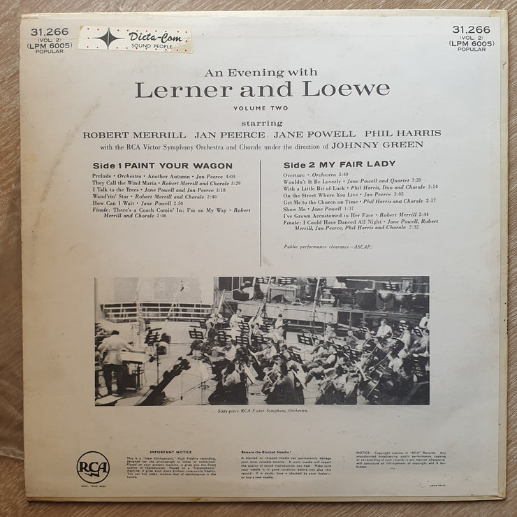 An Evening with Lerner & Loewe - Paint Your Wagon / My Fair Lady -  Vinyl LP Record - Very-Good+ Quality (VG+) - C-Plan Audio