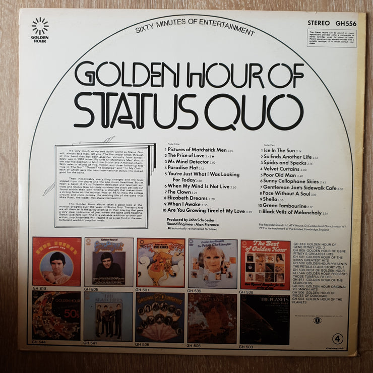 Status Quo ‎– Golden Hour Of Status Quo - Vinyl LP Record - Opened  - Very-Good Quality (VG) - C-Plan Audio
