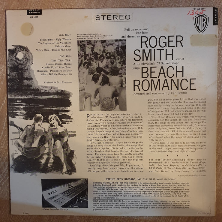 Roger Smith ‎– Beach Romance - Vinyl LP Record - Very-Good+ Quality (VG+) - C-Plan Audio