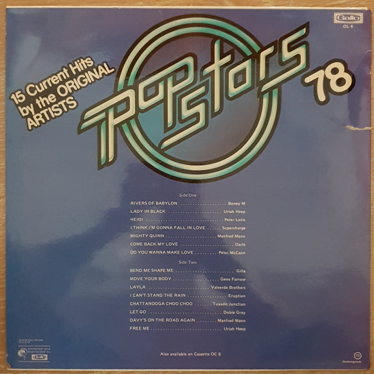 Various - Pop Stars '78 - Original Artists - Vinyl LP Record - Opened  - Very-Good+ Quality (VG+) - C-Plan Audio