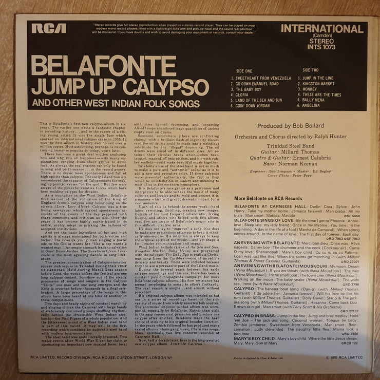 Harry Belafonte - Jump Up Calypso -  Vinyl  Record - Very-Good+ Quality (VG+) - C-Plan Audio