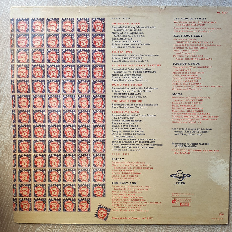 J.J Cale 5 (V) (JJ) - Vinyl LP Record - Opened  - Very-Good+ Quality (VG+) - C-Plan Audio