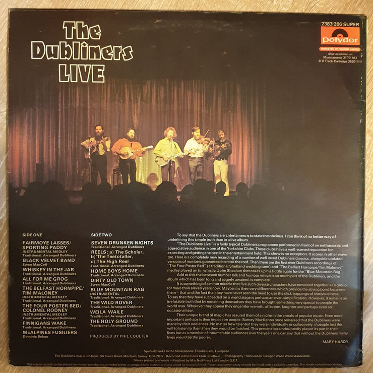 The Dubliners ‎– Live -  Vinyl LP Record - Very-Good+ Quality (VG+) - C-Plan Audio