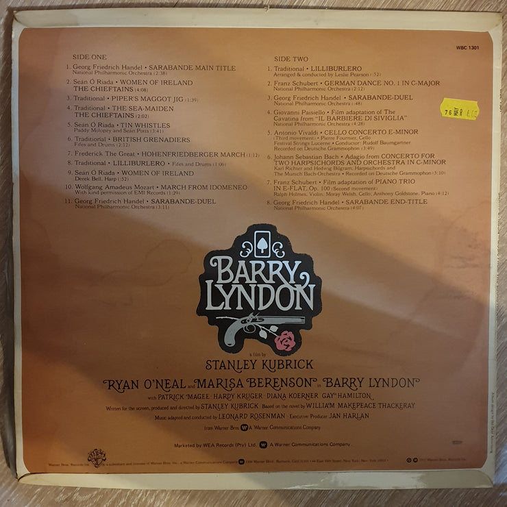 Barry Lyndon (Music From The Soundtrack) ‎- Stanley Kubrick/Ryan O'Neal – Vinyl LP Record - Very-Good+ Quality (VG+) - C-Plan Audio