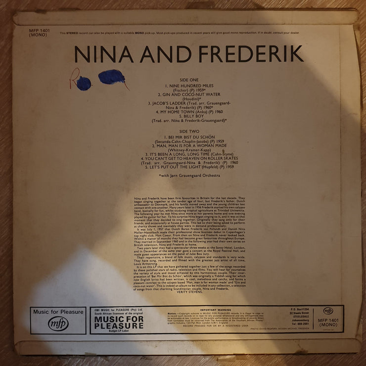 Nina and Frederik -  Vinyl LP Record - Opened  - Good Quality (G) - C-Plan Audio