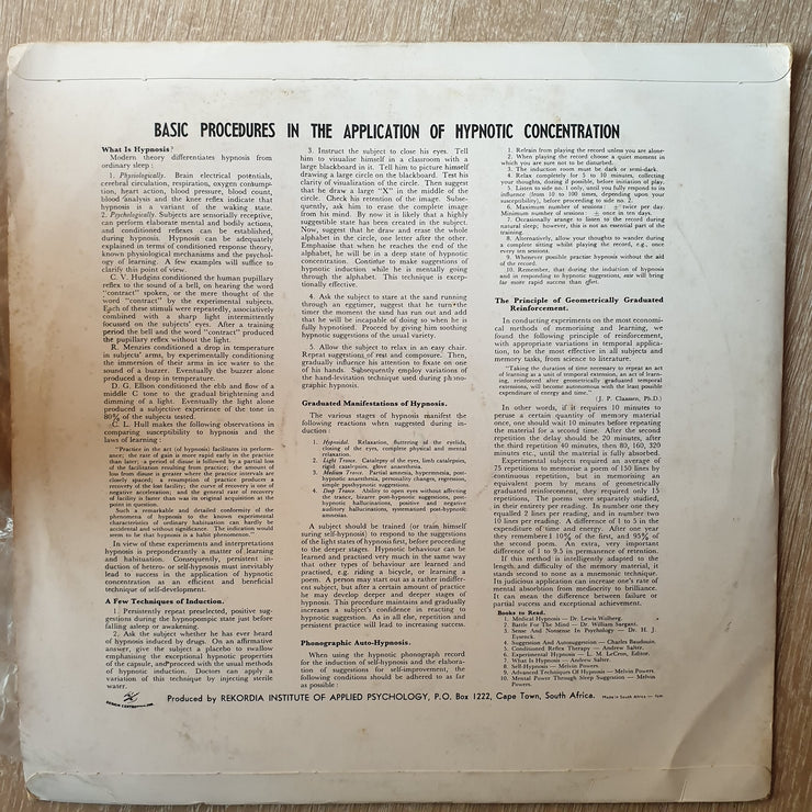 Mental Power - Phonographic Selfhypnosis -  Vinyl Record - Very-Good+ Quality (VG+) - C-Plan Audio