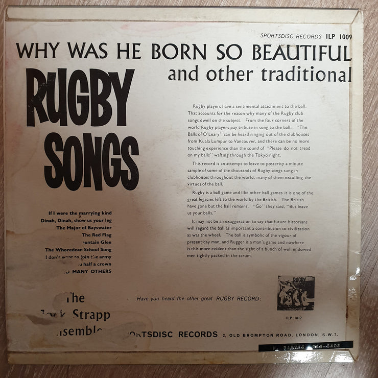 The Jock Strapp Ensemble - Rugby Songs - Why Was He Born So Beautiful   -  Vinyl LP - Opened  - Very-Good+ Quality (VG+) - C-Plan Audio