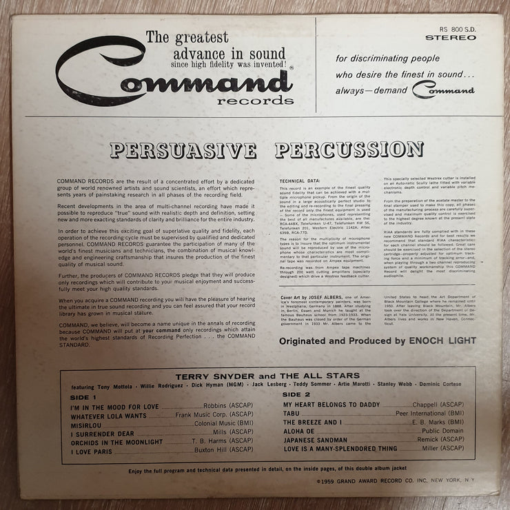 Persuasive Percussion -Terry Snyder And The All Stars ‎– Vinyl LP Record - Opened  - Very-Good+ Quality (VG+) - C-Plan Audio