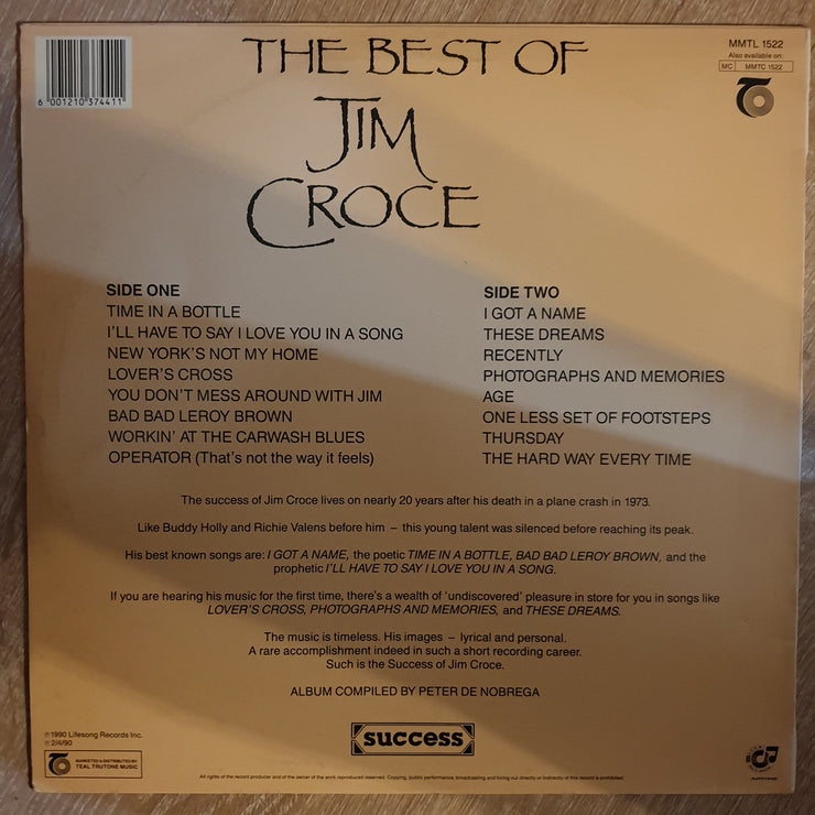 Jim Croce - The Best Of Jim Croce - Vinyl Record - Opened  - Very-Good+ Quality (VG+) - C-Plan Audio