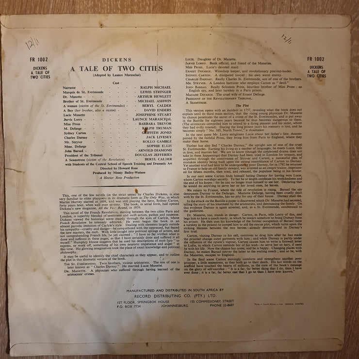 Dickens - A Tale of Two Cities Adapted by Launce Maraschal - Vinyl LP Record - Opened  - Good+ Quality (G+) - C-Plan Audio