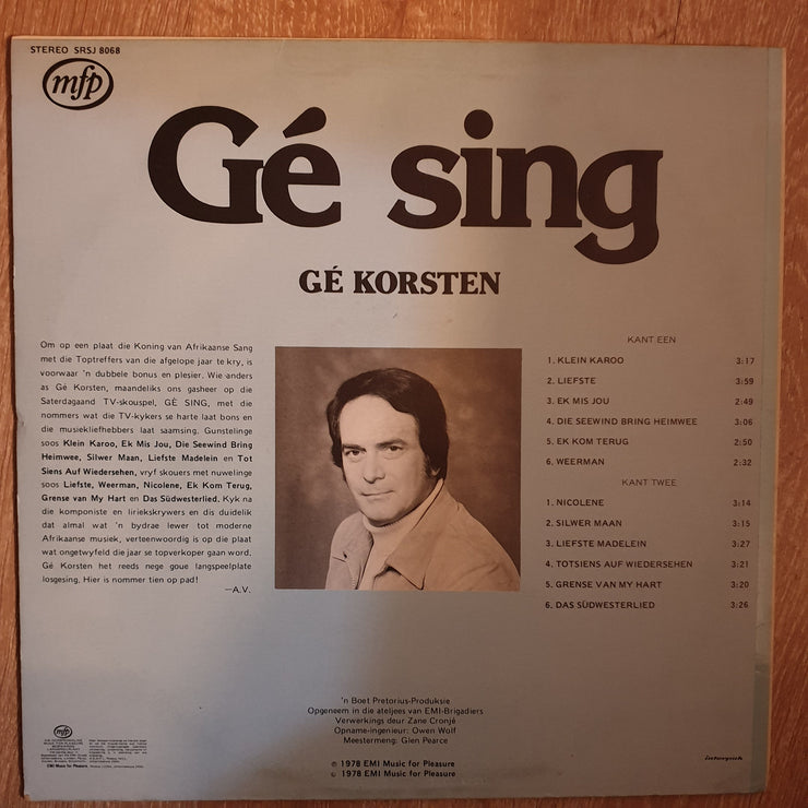 Ge Korsten - Ge Sing - TV Treffers - Vinyl Record - Opened  - Very-Good+ Quality (VG+) - C-Plan Audio