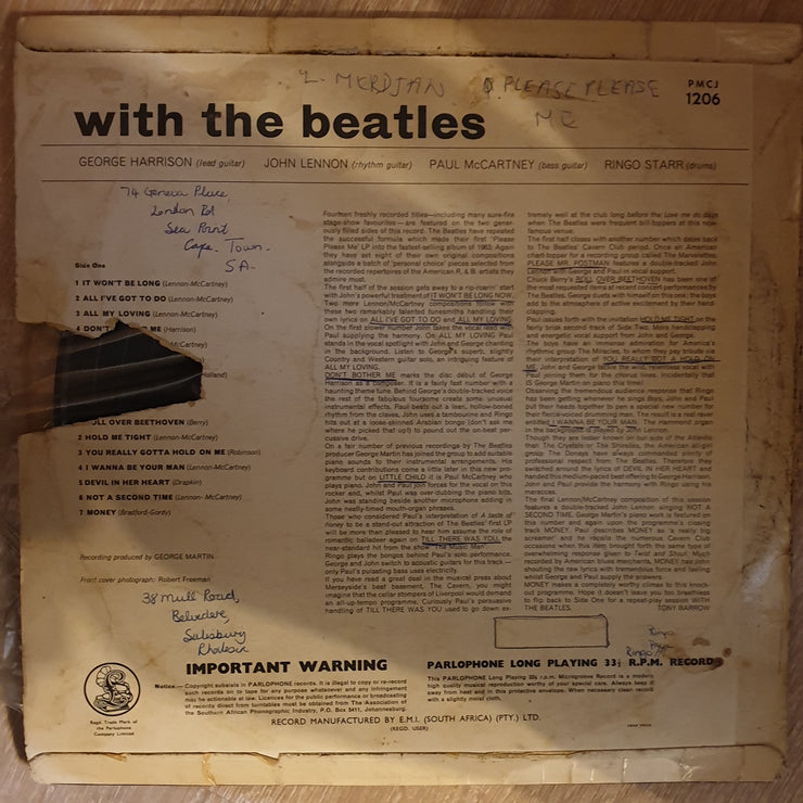 The Beatles ‎– With The Beatles - Vinyl LP Record - Opened  - Good Quality (G) - C-Plan Audio