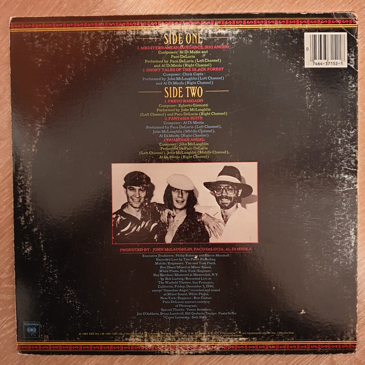 Al Di Meola / John McLaughlin / Paco De Lucia ‎– Friday Night In San Francisco - Vinyl LP Record - Very-Good+ Quality (VG+) - C-Plan Audio