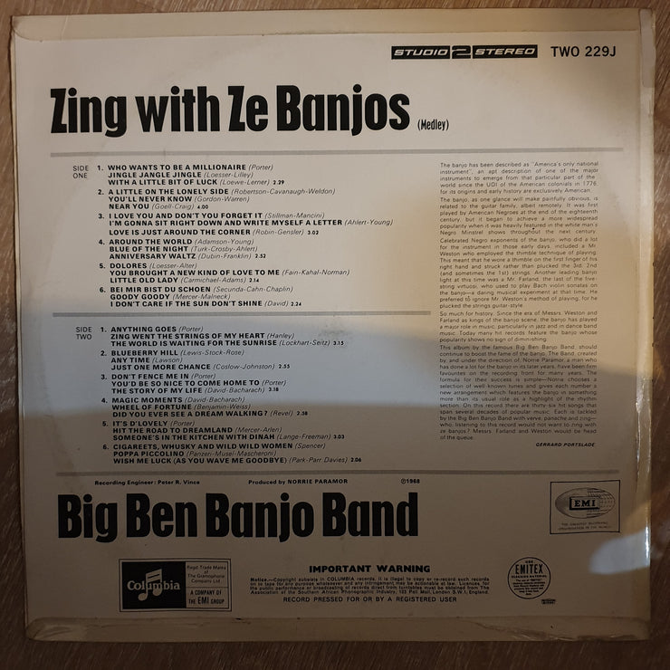 Big Ben Banjo Band ‎– Zing-Go The Banjos - Vinyl LP Record - Opened  - Very-Good Quality (VG) - C-Plan Audio