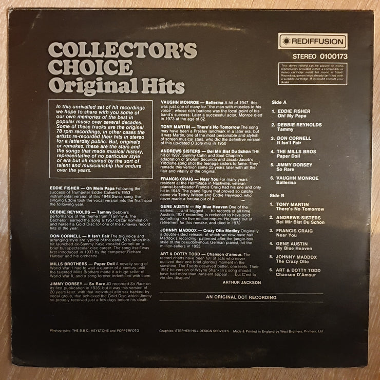Collector's Choice -  Original Hits  ‎- Vinyl LP Record - Opened  - Very-Good- Quality (VG-) - C-Plan Audio