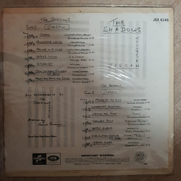 The Shadows ‎– Jigsaw -  Vinyl LP - Opened  - Very-Good+ Quality (VG+) - C-Plan Audio