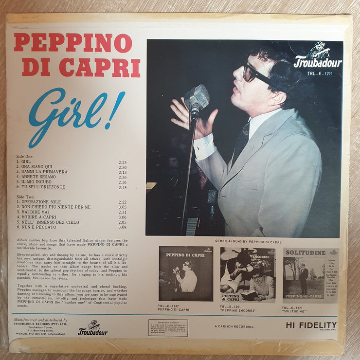 Peppino Di Capri - Girl - Vinyl LP Record - Opened  - Very-Good Quality (VG) - C-Plan Audio