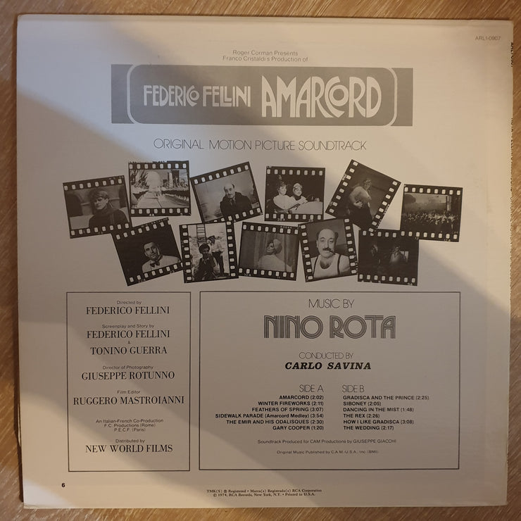 Amarcord - Nino Rota ‎–  - Vinyl Record - Opened  - Very-Good+ Quality (VG+) - C-Plan Audio